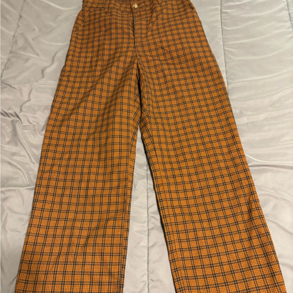 Levi’s Premium Plaid Straight-Leg Pants Brown & Navy | Size Small